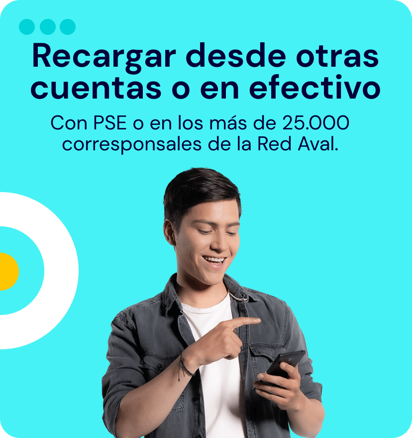 Recargar desde otras cuentas o en efectivo