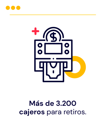 Cuentas con más de 3.200 cajeros para retiros.