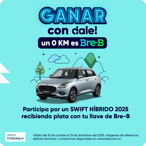 Recibe plata de otros bancos o billeteras con tu llave y participa por un carro 0KM <b>Swift Híbrido 2025​</b>